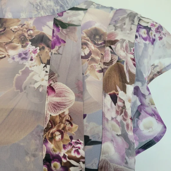 ALL SAINTS Fleur Lucia Asymmetrical Mock Neck A-line Gray Purple Dress Size 2 - Picture 7 of 16